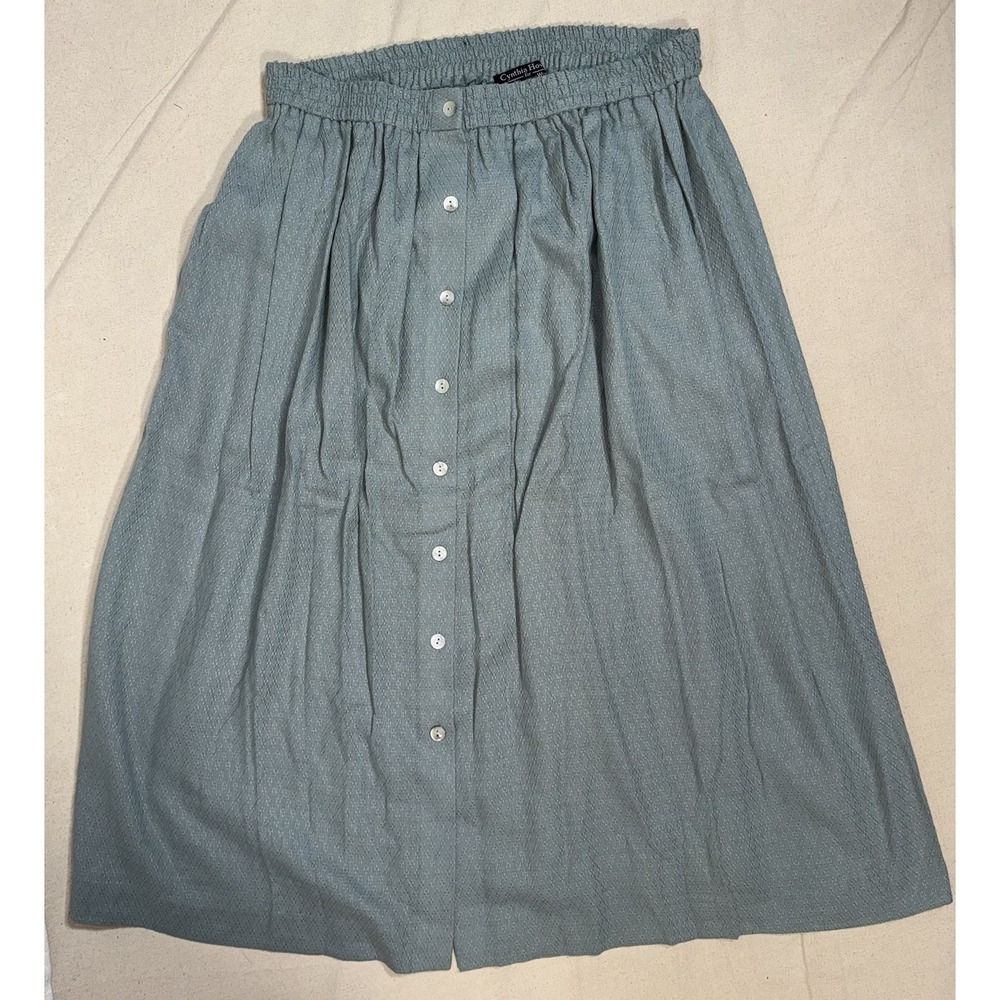 Cynthia Howie Maggy Boutique Blue Linen Blend Skirt Women's 20W